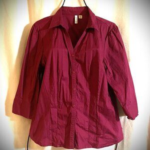 Womens St. John's Bay Button Up Shirt Size XL Stretch Burgundy